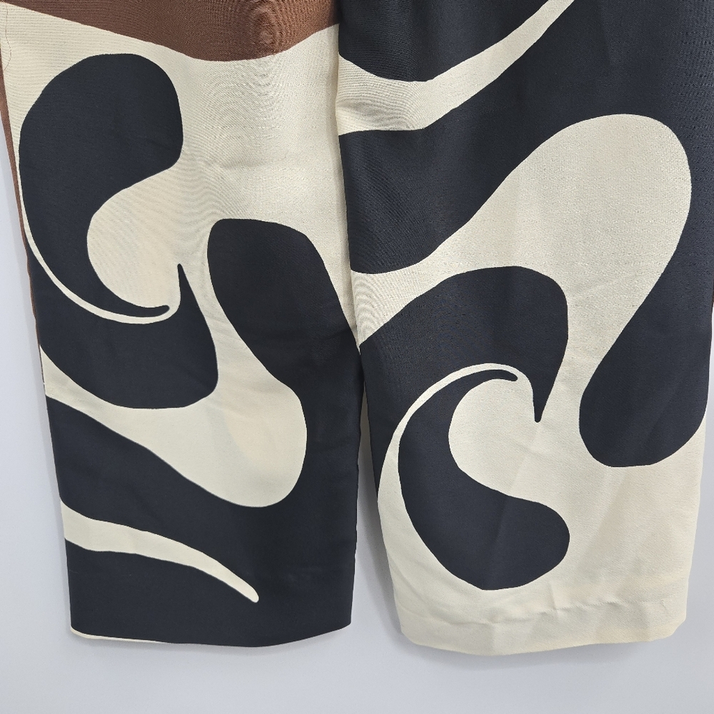 Zara Pants Wide Leg Print Cream Black Swirl XS - Picture 10 of 16